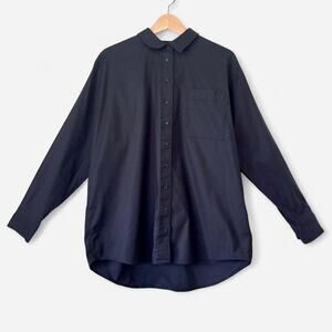 Reformation Will Organic Cotton Black Oversized Button Down SZ Medium Minimalist
